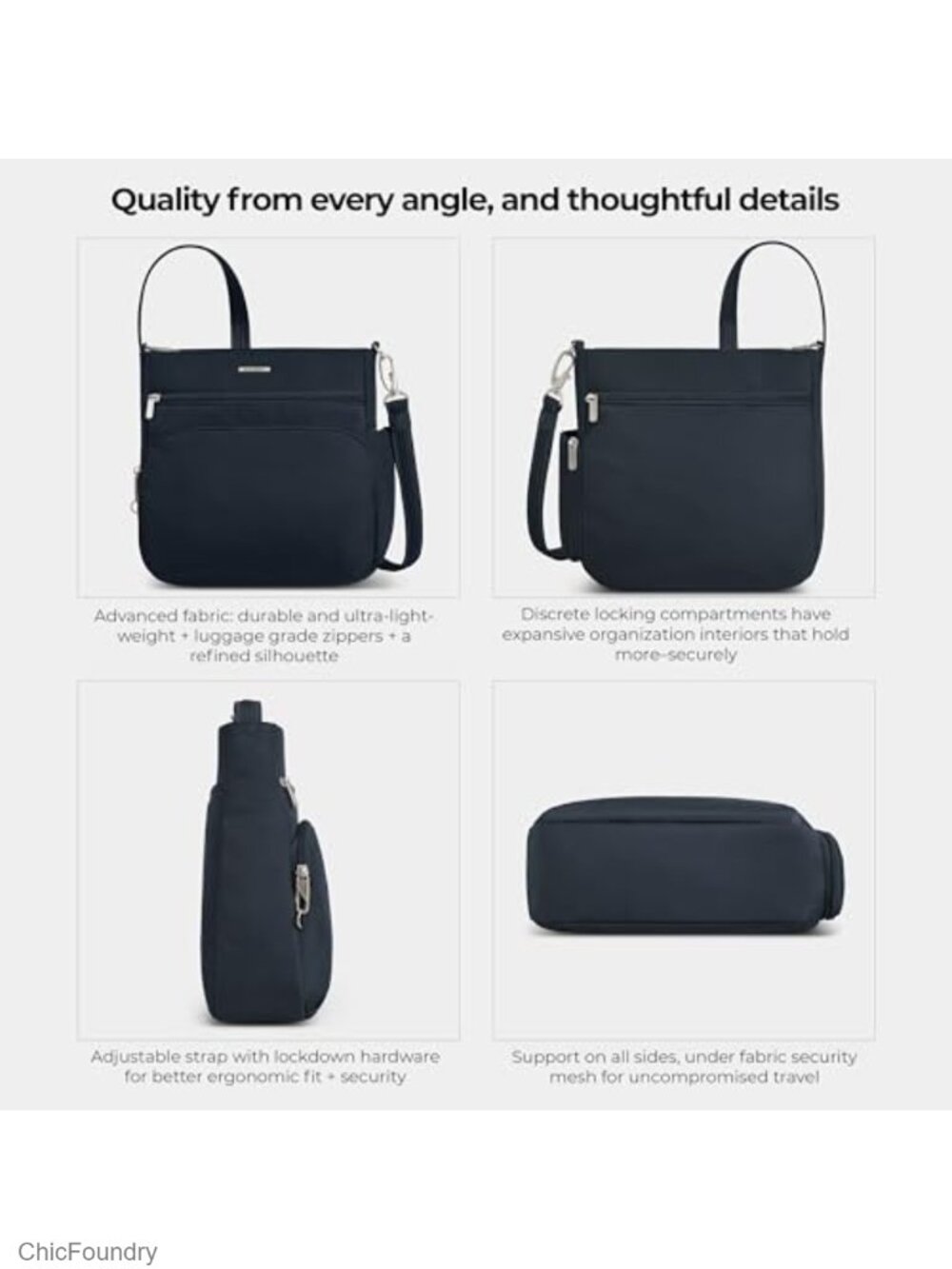 Anti-Theft Crossbody Bag with RFID Blocking, Slash-Resistant, Adjustable Strap, - Picture 5 of 6